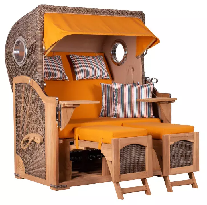 Strandkorb Amrum Teak PE Grey Dessin 586 3 Strandkorb Amrum Teak PE Grey Dessin 586