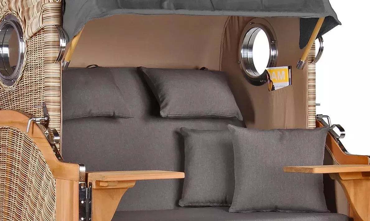 Strandkorb Amrum Teak PE Shell Dessin 551 4 Strandkorb Amrum Teak PE Shell Dessin 551 – Bild 2