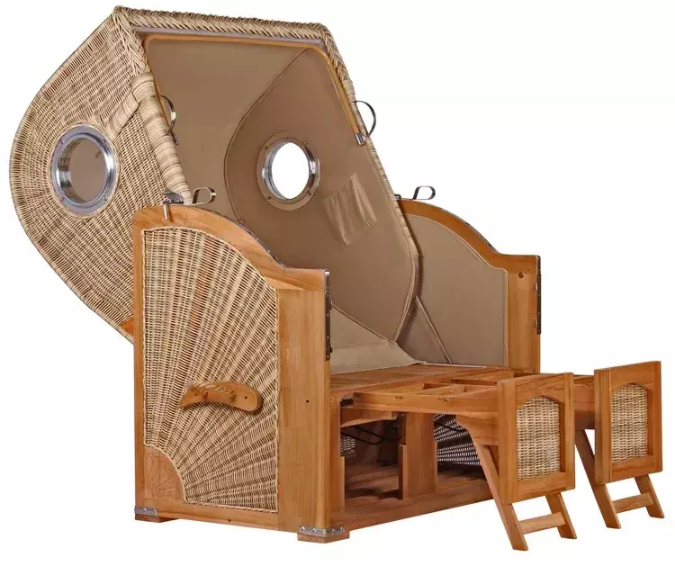 Strandkorb Amrum Teak PE Shell Dessin 518 12 Strandkorb Amrum Teak PE Shell Dessin 518 – Bild 10