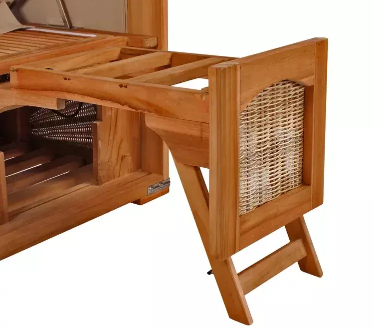 Strandkorb Amrum Teak PE Shell Dessin 518 9 Strandkorb Amrum Teak PE Shell Dessin 518 – Bild 7