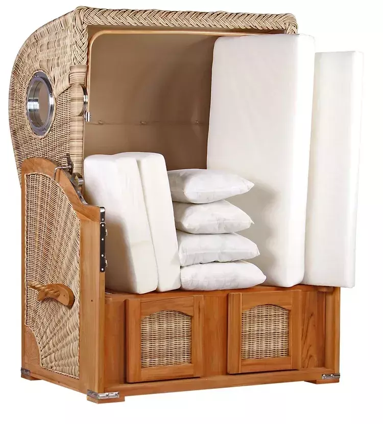 Strandkorb Amrum Teak PE Shell Dessin 551 11 Strandkorb Amrum Teak PE Shell Dessin 551 – Bild 9