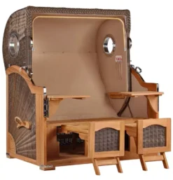 Strandkorb Amrum Grande Teak PE Grey Dessin 537 -Schemel Shop strandkorb amrum grande bullauge teak pe grey dessin 537 4