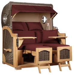 Strandkorb Amrum Grande Teak PE Grey Dessin 550