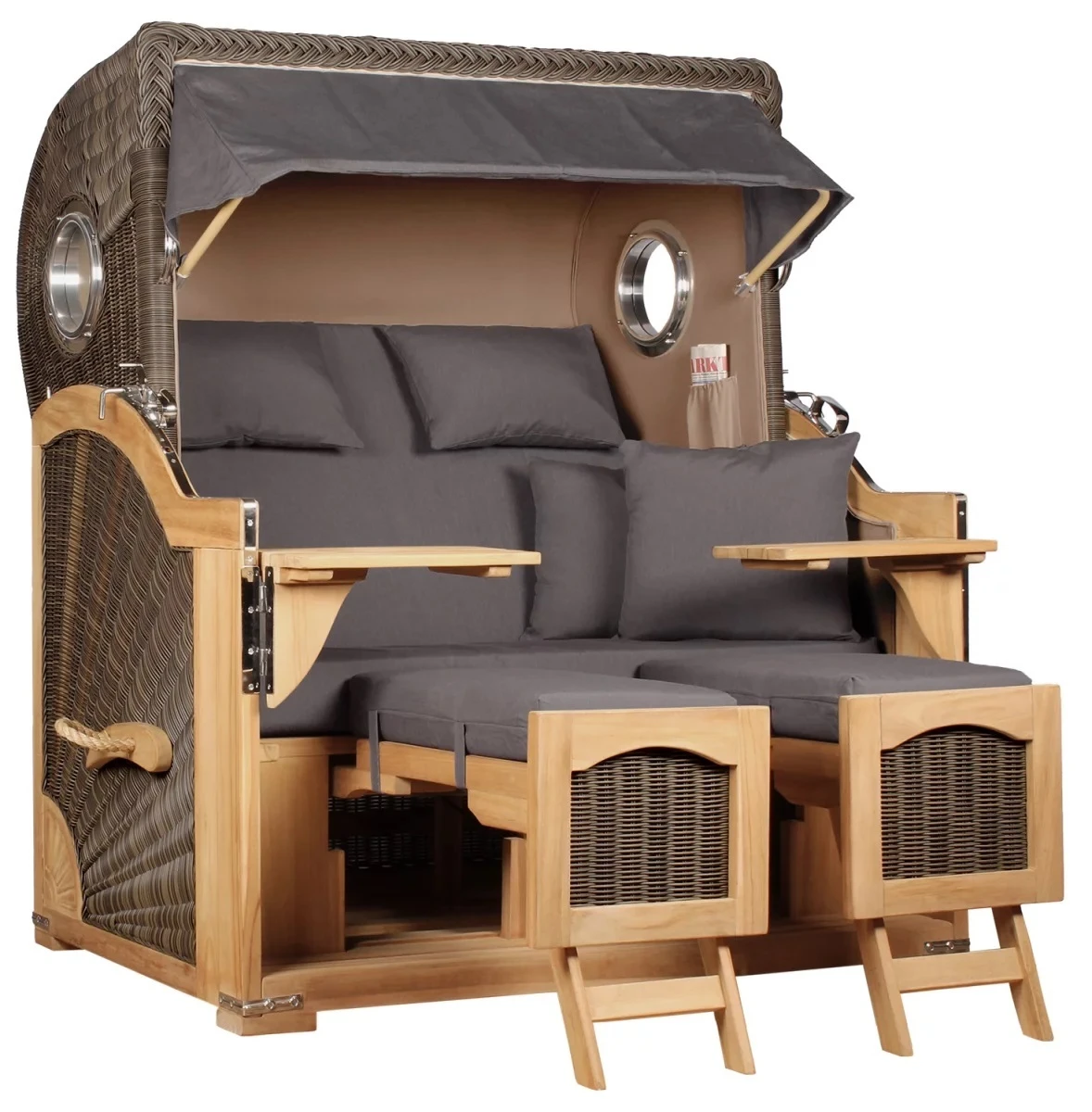 Strandkorb Amrum Grande Teak PE Grey Dessin 551 3 Strandkorb Amrum Grande Teak PE Grey Dessin 551