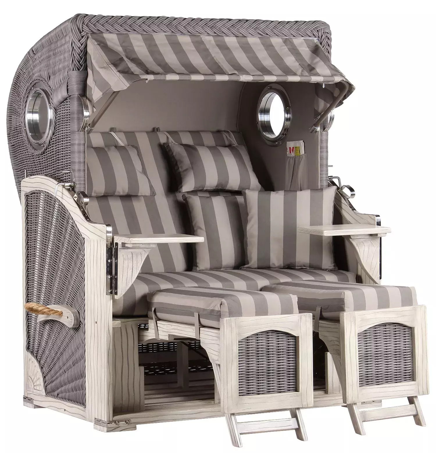 Strandkorb Amrum Mahagoni Washed Grey PE Koboo Grey Dessin 537 3 Strandkorb Amrum Mahagoni Washed Grey PE Koboo Grey Dessin 537