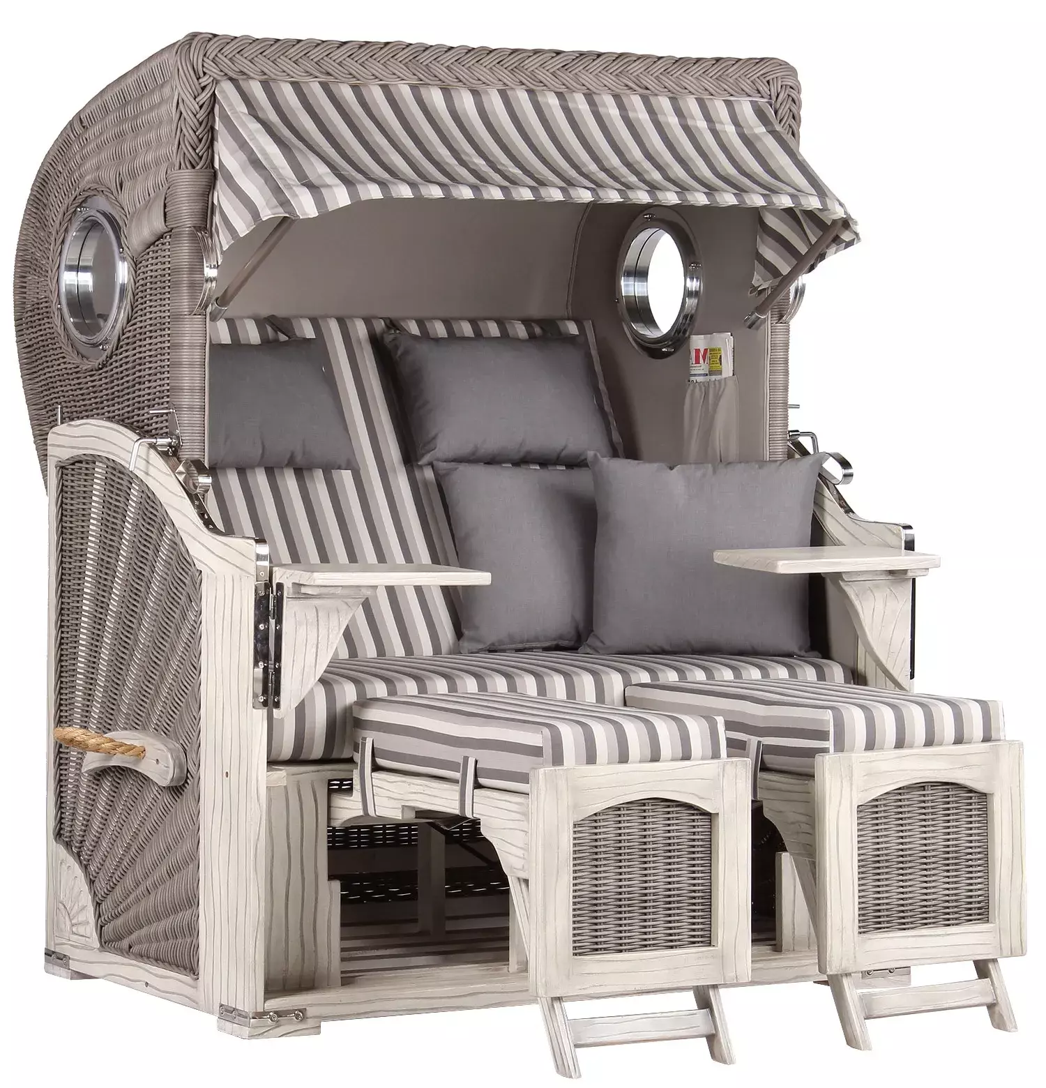 Strandkorb Amrum Mahagoni Washed Grey PE Koboo Grey Dessin 545 3 Strandkorb Amrum Mahagoni Washed Grey PE Koboo Grey Dessin 545