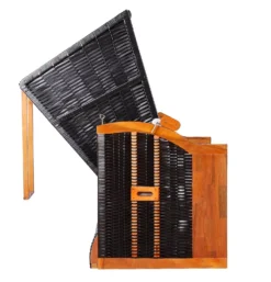 Strandkorb Baltic Dreisitzer PE Schwarz Dessin Oliv Grau -Schemel Shop strandkorb baltic pe schwarz graugsr5no6mch1hu