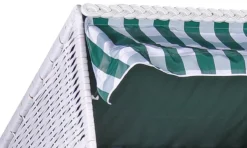 Strandkorb Baltic PE Weiß Dessin Karo Grün -Schemel Shop strandkorb baltic pe weiss dessin karo gruen mp00452 4