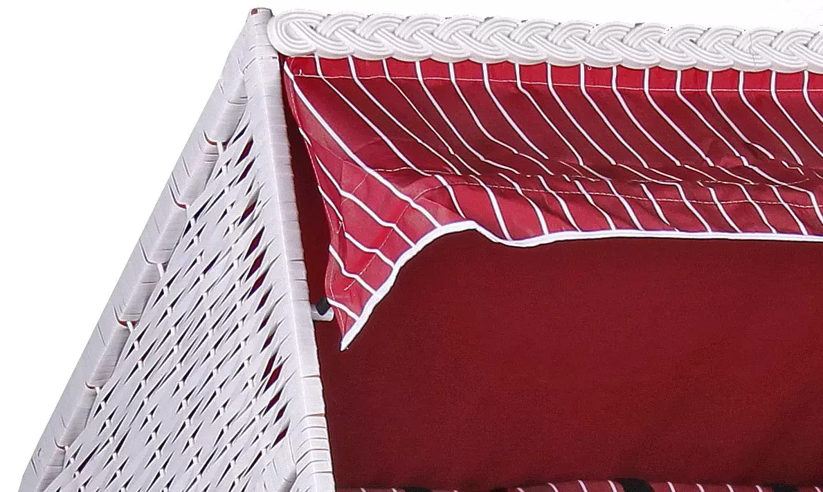 Strandkorb Baltic PE Weiß Dessin Royal Rot 7 Strandkorb Baltic PE Weiß Dessin Royal Rot – Bild 5