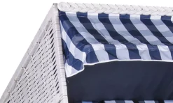 Strandkorb Baltic PE Weiß Dessin Karo Blau-KOMPLETTSET -Schemel Shop strandkorb baltic weiss karo blau neu 00447 4