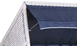 Strandkorb Baltic PE Weiß Dessin Uni Blau -Schemel Shop strandkorb baltic weiss uni blau mp00445 4