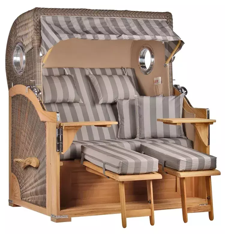 Strandkorb Norderney Teak Bullauge PE Grey Dessin 537 3 Strandkorb Norderney Teak Bullauge PE Grey Dessin 537