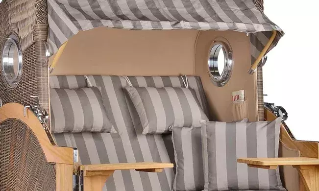 Strandkorb Norderney Teak Bullauge PE Grey Dessin 537 4 Strandkorb Norderney Teak Bullauge PE Grey Dessin 537 – Bild 2