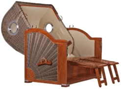 Strandkorb Norderney Mahagoni Bullauge PE Grey Dessin 581 -Schemel Shop strandkorb bullauge mahagoni pe grey dessin 581 9