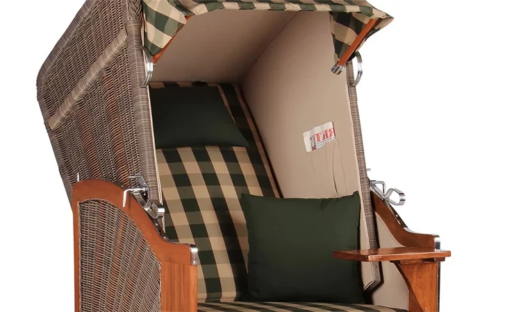 Strandkorb Spiekeroog Single Mahagoni PE Grey Dessin 506-KOMPLETTSET 5 Strandkorb Spiekeroog Single Mahagoni PE Grey Dessin 506-KOMPLETTSET – Bild 3