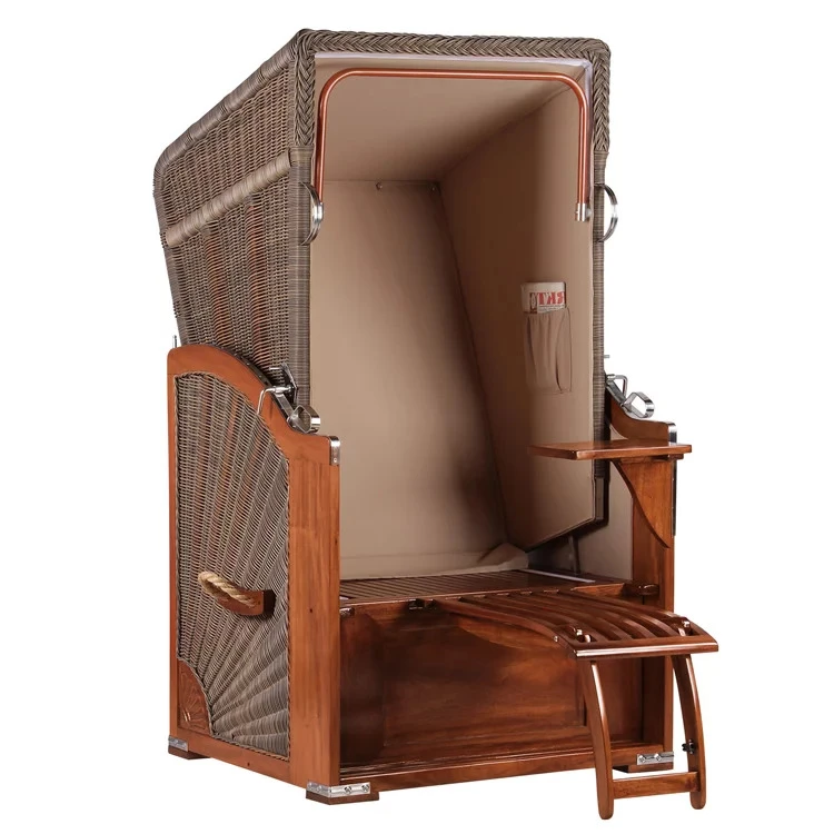 Strandkorb Spiekeroog Single Mahagoni PE Grey Dessin 506-KOMPLETTSET 9 Strandkorb Spiekeroog Single Mahagoni PE Grey Dessin 506-KOMPLETTSET – Bild 7