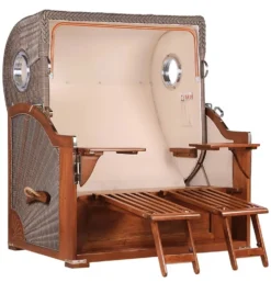 Strandkorb Norderney Mahagoni Bullauge PE Grey Dessin 537 -Schemel Shop strandkorb norderney bullauge mahagoni pe grey dessin 5379 1