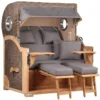 Strandkorb Norderney Teak Bullauge PE Grey Dessin 551 -Schemel Shop strandkorb norderney bullauge teak pe grey dessin 551