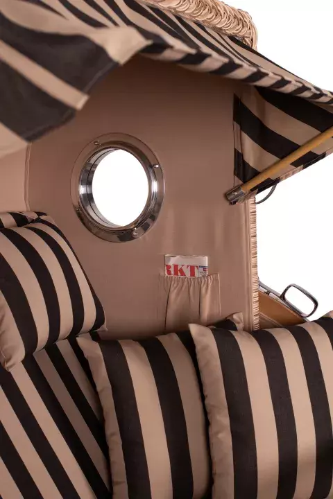 Strandkorb Norderney Teak Bullauge PE Shell Dessin 581 5 Strandkorb Norderney Teak Bullauge PE Shell Dessin 581 – Bild 3