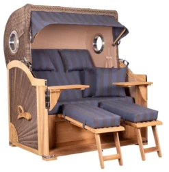 Strandkorb Norderney Teak Bullauge PE Grey Dessin 582