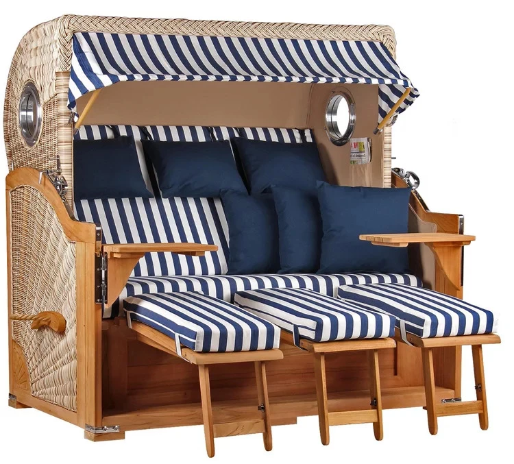 Strandkorb Norderney XXL Teak Bullauge PE Shell Dessin 518 3 Strandkorb Norderney XXL Teak Bullauge PE Shell Dessin 518