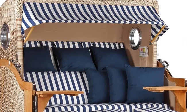 Strandkorb Norderney XXL Teak Bullauge PE Shell Dessin 518 4 Strandkorb Norderney XXL Teak Bullauge PE Shell Dessin 518 – Bild 2