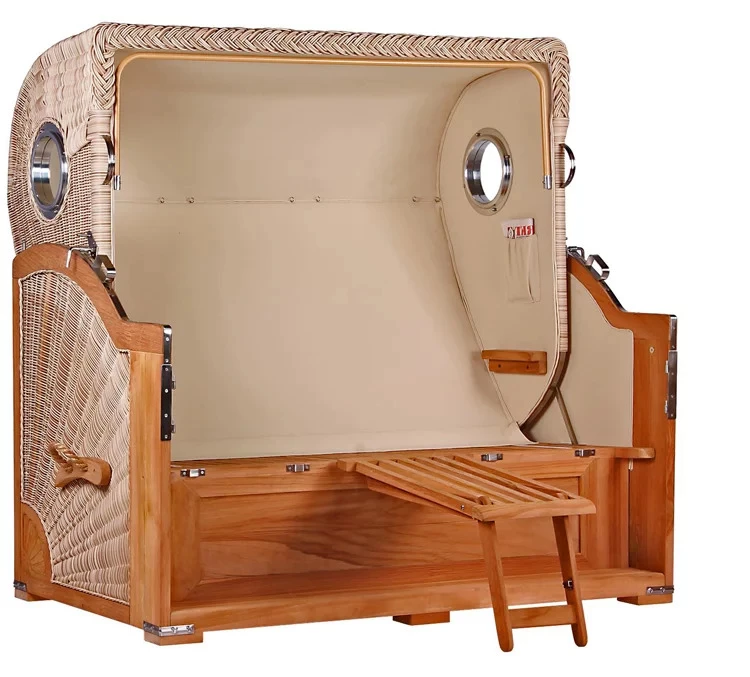 Strandkorb Norderney XXL Teak Bullauge PE Shell Dessin 518 9 Strandkorb Norderney XXL Teak Bullauge PE Shell Dessin 518 – Bild 7