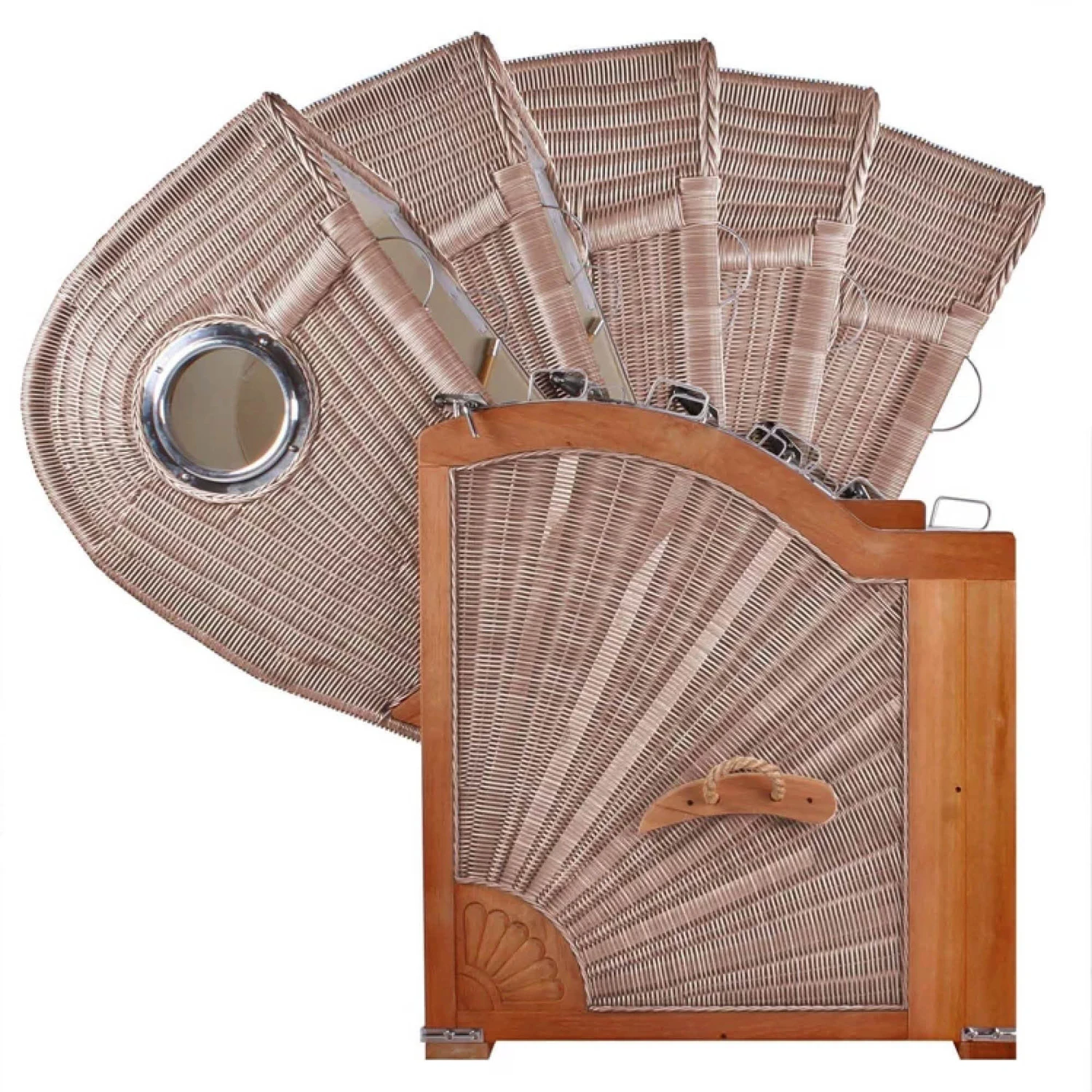 Strandkorb Norderney XXL Teak Bullauge PE Shell Dessin 518 11 Strandkorb Norderney XXL Teak Bullauge PE Shell Dessin 518 – Bild 9