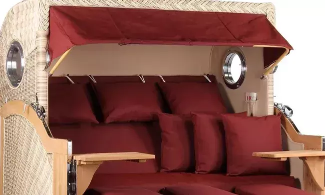 Strandkorb Norderney XXL Teak Bullauge PE Shell Dessin 550 4 Strandkorb Norderney XXL Teak Bullauge PE Shell Dessin 550 – Bild 2