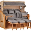 Strandkorb Norderney XXL Teak Bullauge PE Shell Dessin 551 -Schemel Shop strandkorb norderney xxl bullauge teak pe shell dessin 551