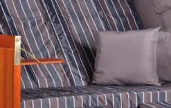 Strandkorb Baltic PE Weiß Dessin Anthrazit Braun -Schemel Shop strandkorb ostsee wacholder pe weiss dessin anthrazit braun2