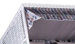 Strandkorb Baltic PE Weiß Dessin Anthrazit Braun -Schemel Shop strandkorb ostsee wacholder pe weiss dessin anthrazit braun5