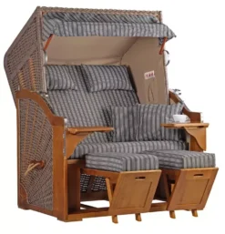 Strandkorb Schleswig Pinie Braun PE Mokka Dessin 553