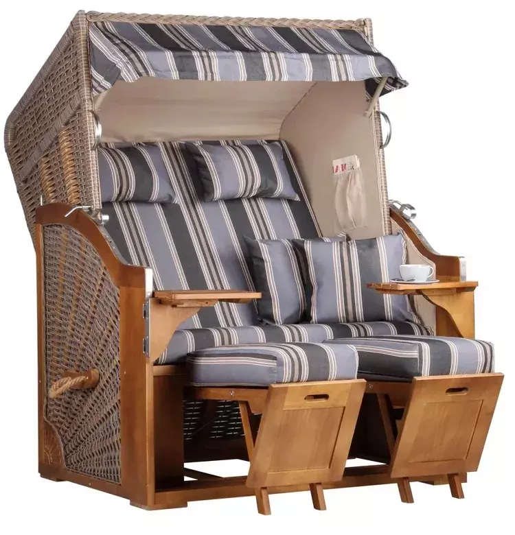 Strandkorb Schleswig Pinie Braun PE Mokka Dessin 555 3 Strandkorb Schleswig Pinie Braun PE Mokka Dessin 555