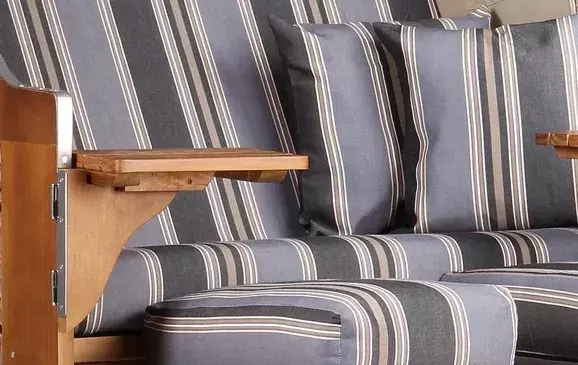 Strandkorb Schleswig Pinie Braun PE Mokka Dessin 555 8 Strandkorb Schleswig Pinie Braun PE Mokka Dessin 555 – Bild 6