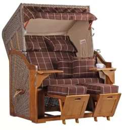 Strandkorb Schleswig Pinie Braun PE Mokka Dessin 556