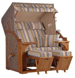 Strandkorb Schleswig Pinie Braun PE Mokka Dessin 557