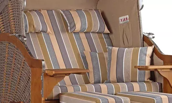 Strandkorb Schleswig Pinie Braun PE Mokka Dessin 557 4 Strandkorb Schleswig Pinie Braun PE Mokka Dessin 557 – Bild 2