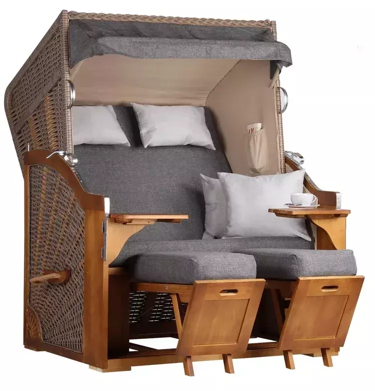 Strandkorb Schleswig Pinie Braun PE Mokka Dessin 558 3 Strandkorb Schleswig Pinie Braun PE Mokka Dessin 558