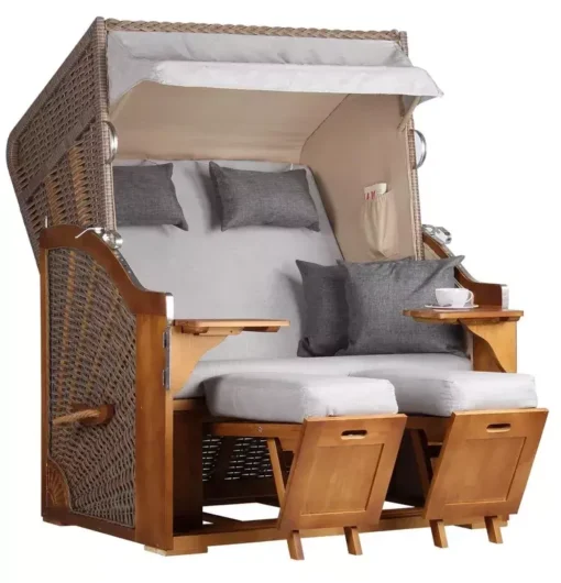 Strandkorb Schleswig Pinie Braun PE Mokka Dessin 559 -Schemel Shop strandkorb schleswig pinie braun pe mokka dessin 559