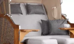 Strandkorb Schleswig Pinie Braun PE Mokka Dessin 559 -Schemel Shop strandkorb schleswig pinie braun pe mokka dessin 559 2