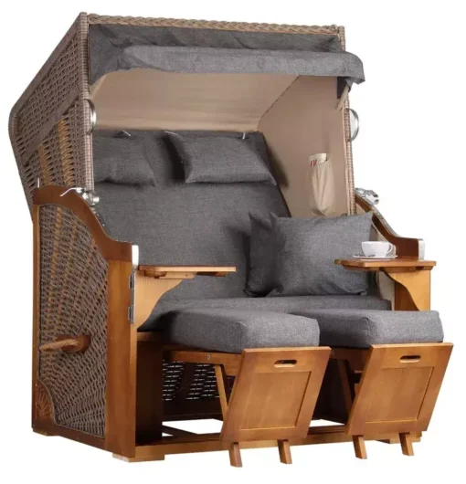 Strandkorb Schleswig Pinie Braun PE Mokka Dessin 560 -Schemel Shop strandkorb schleswig pinie braun pe mokka dessin 560