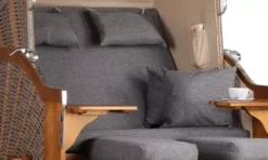 Strandkorb Schleswig Pinie Braun PE Mokka Dessin 560 -Schemel Shop strandkorb schleswig pinie braun pe mokka dessin 560 2