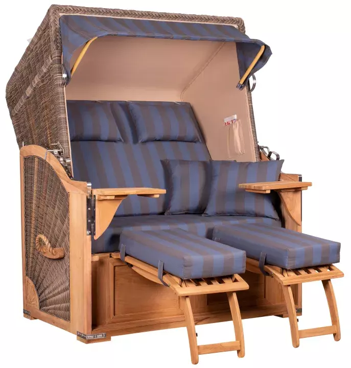 Strandkorb Spiekeroog Teak PE Grey Dessin 582 3 Strandkorb Spiekeroog Teak PE Grey Dessin 582