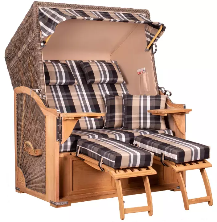 Strandkorb Spiekeroog Teak PE Grey Dessin 583 3 Strandkorb Spiekeroog Teak PE Grey Dessin 583
