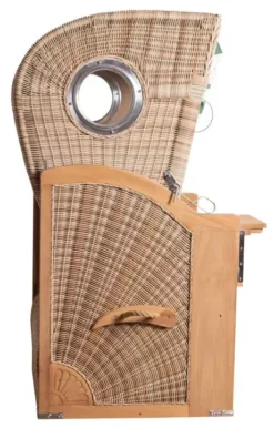 Strandkorb Amrum Teak PE Shell Dessin 582 -Schemel Shop strandkorb amrum bullauge shell seitenansicht 3