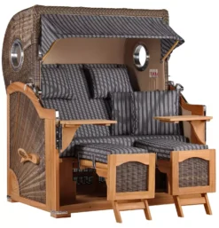 Strandkorb Amrum Grande Teak PE Grey Dessin 500