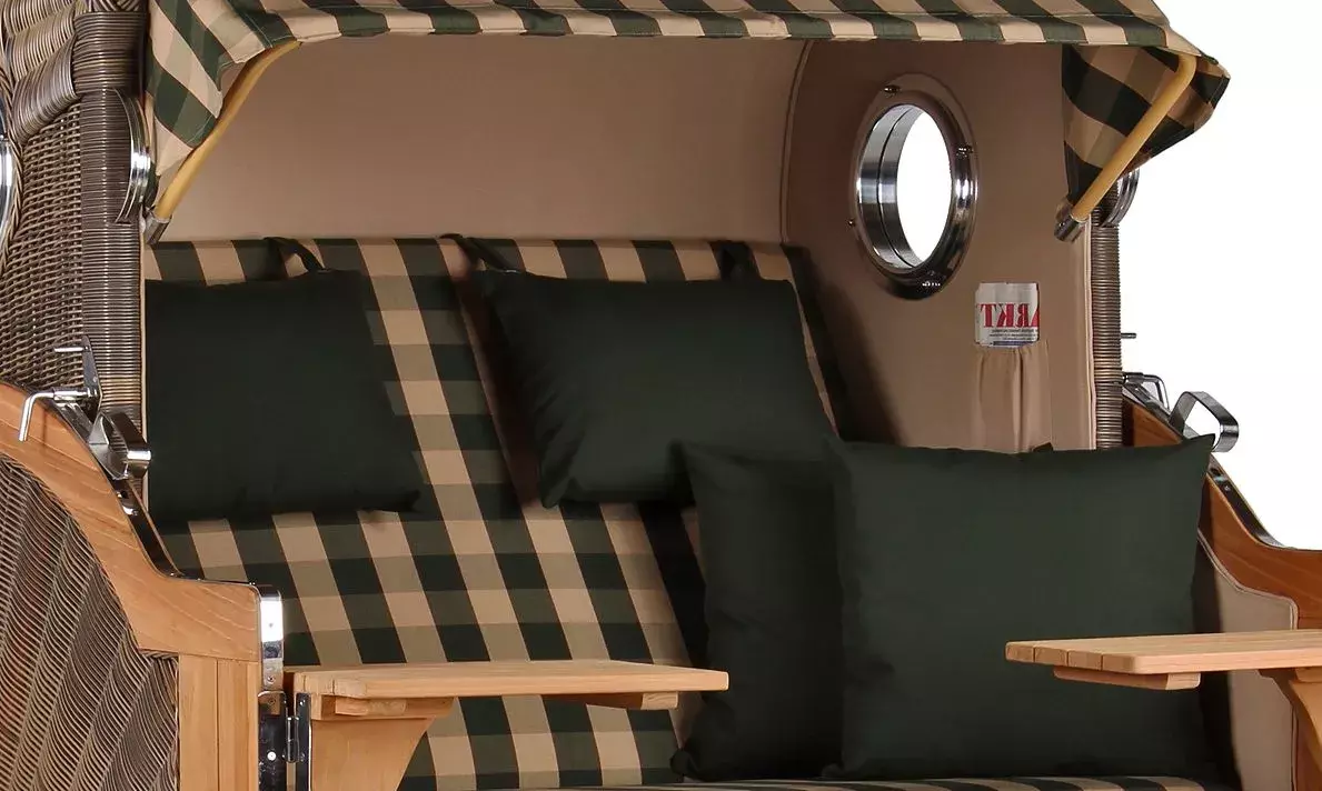 Strandkorb Amrum Grande Teak PE Grey Dessin 506 4 Strandkorb Amrum Grande Teak PE Grey Dessin 506 – Bild 2