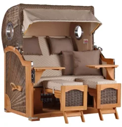 Strandkorb Amrum Grande Teak PE Grey Dessin 510