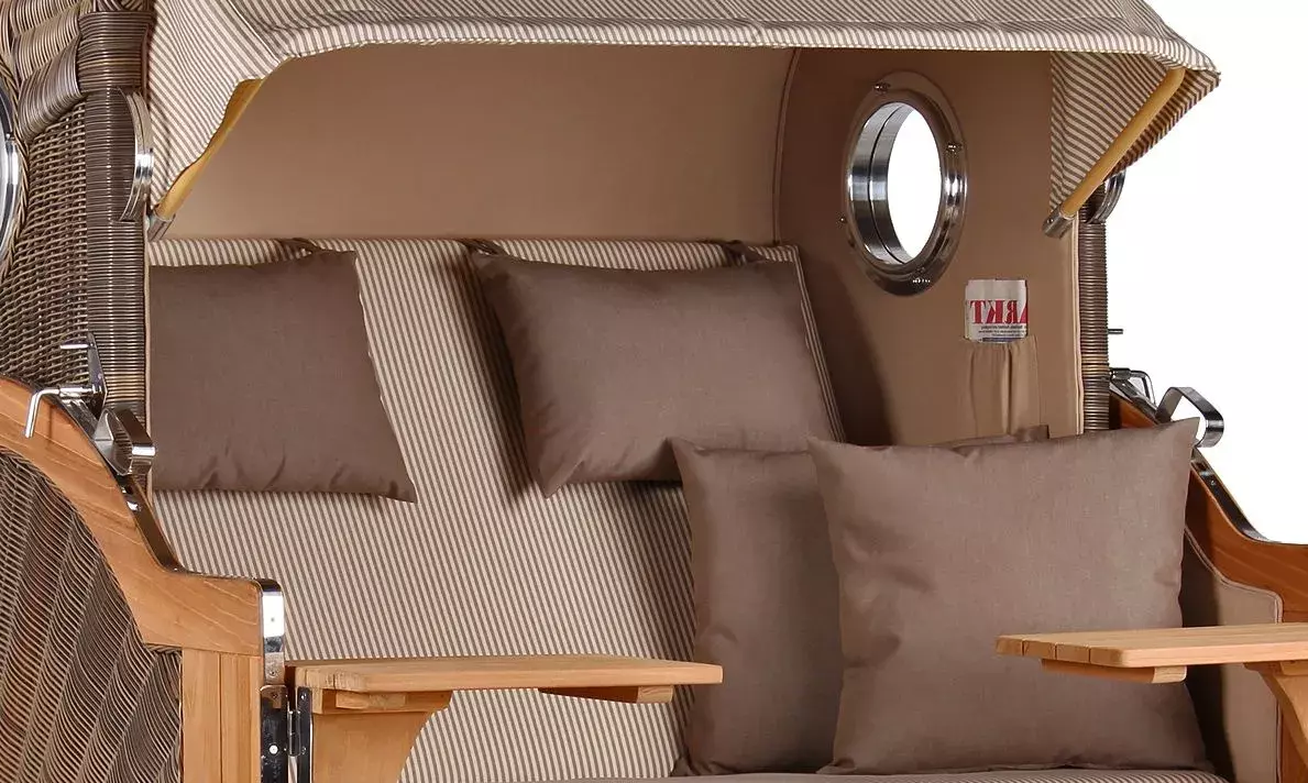 Strandkorb Amrum Grande Teak PE Grey Dessin 510 4 Strandkorb Amrum Grande Teak PE Grey Dessin 510 – Bild 2